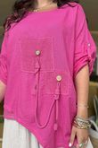 Linen Blend Quirky Top Flamingo